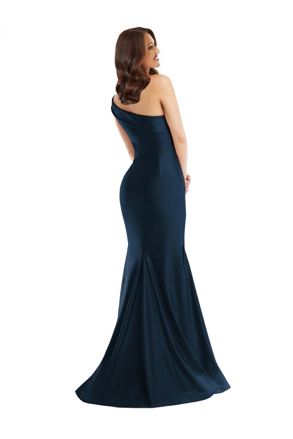 Silk like Satin One Shoulder Mermaid Light Sky Blue Formal Evening Gown / Prom Dress / Bridesmaid Dress Derby