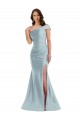 Silk like Satin One Shoulder Mermaid Light Sky Blue Formal Evening Gown / Prom Dress / Bridesmaid Dress Derby