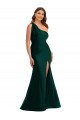 Silk like Satin One Shoulder Mermaid Ever Green Formal Plus Size Evening Gown / Prom Dress / Bridesmaid Dress Derby