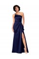 Silk like Satin One Shoulder A-Line Sapphire Black Tie Evening Gown / Prom Dress / Bridesmaid Dress Derby