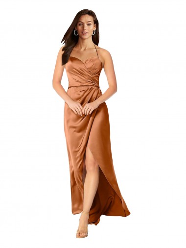 Silk like Satin Sweetheart Low Back A-Line Orange High Low Evening Gown / Prom Dress / Bridesmaid Dress Derby