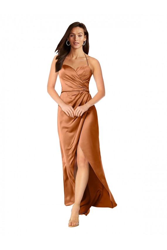 Silk like Satin Sweetheart Low Back A-Line Orange High Low Evening Gown / Prom Dress / Bridesmaid Dress Derby