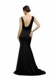 Silk like Satin V-Neck Low Back A-Line Black Formal Evening Gown / Prom Dress / Bridesmaid Dress Derby