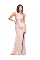 Silk like Satin One Shoulder Low Back Sheath Pink Formal Evening Gown / Prom Dress / Bridesmaid Dress Derby