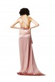 Silk like Satin One Shoulder Open Back A-Line Dusty Pink Formal Evening Gown / Prom Dress / Bridesmaid Dress Derby