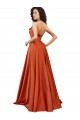 Silk like Satin Round Neck Low Back A-Line Burnt Orange Formal Evening Gown / Prom Dress / Bridesmaid Dress Derby