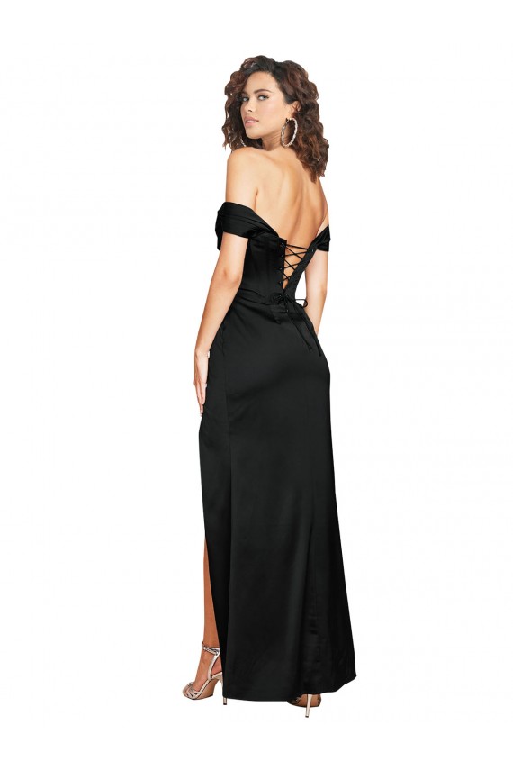 Silk like Satin Sweetheart Low Back A-Line Black Black Tie Evening Gown / Prom Dress / Bridesmaid Dress Derby