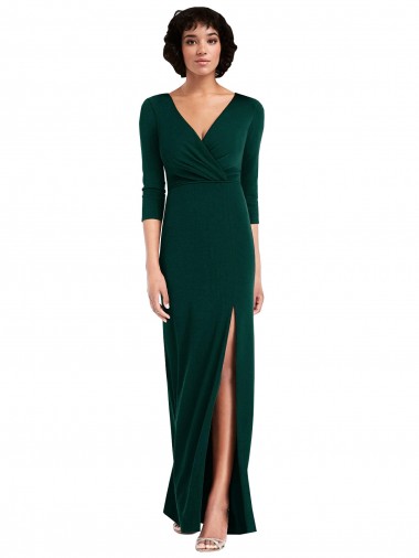 Spandex V-Neck V-Back Trumpet Dark Green Formal Evening Gown / Prom Dress / Bridesmaid Dress Derby