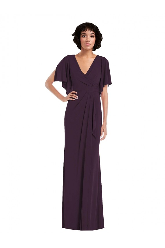 Spandex V-Neck Sheath Grape Formal Evening Gown / Prom Dress / Bridesmaid Dress Derby