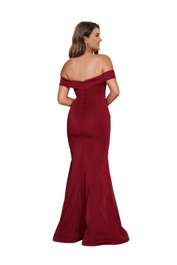 Spandex Off the Shoulder Mermaid Burgundy Formal Plus Size Evening Gown / Prom Dress / Bridesmaid Dress Derby