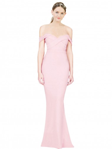 Stretch Crepe Strapless Low Back A-Line Pink Formal Evening Gown / Prom Dress / Bridesmaid Dress Derby