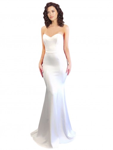 Stretch Crepe High Neck Low Back Mermaid White Formal Evening Gown / Prom Dress / Bridesmaid Dress Derby