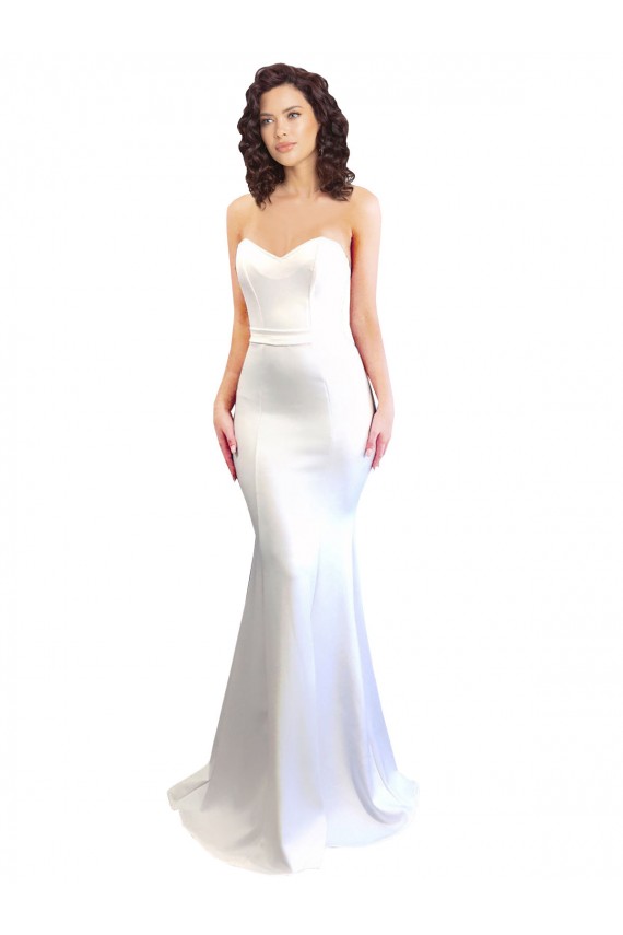 Stretch Crepe High Neck Low Back Mermaid White Formal Evening Gown / Prom Dress / Bridesmaid Dress Derby