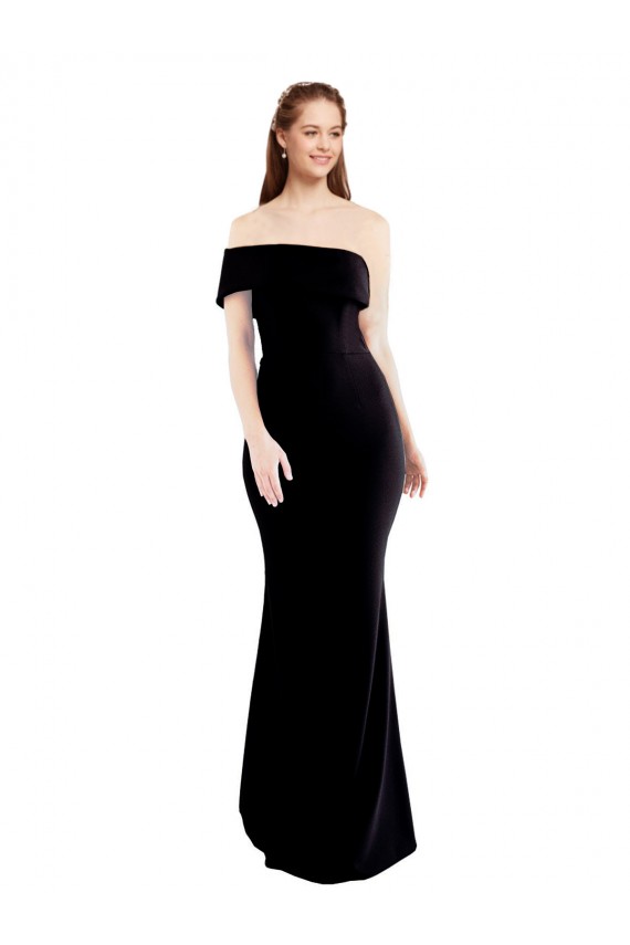 Stretch Crepe One Shoulder Keyhole Back Mermaid Black Formal Evening Gown / Prom Dress / Bridesmaid Dress Derby