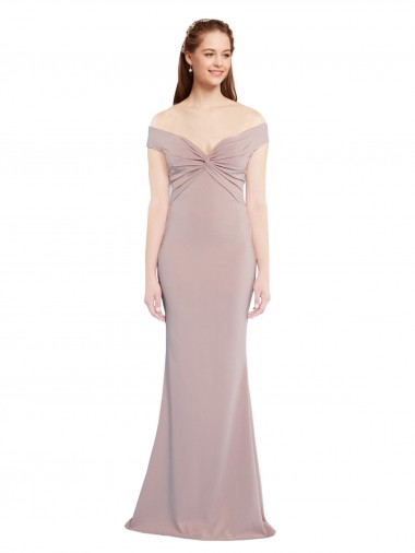 Stretch Crepe V-Neck Keyhole Back Mermaid Dusty Pink Formal Evening Gown / Prom Dress / Bridesmaid Dress Derby