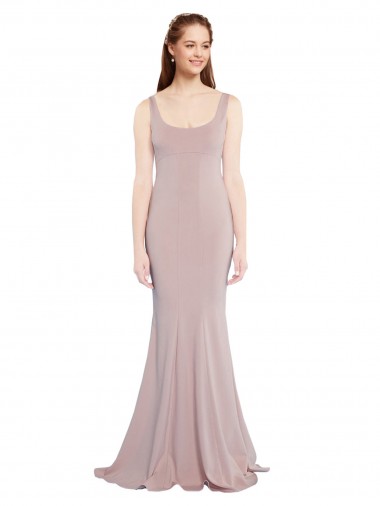 Stretch Crepe Scoop Neck Mermaid Dusty Pink Formal Evening Gown / Prom Dress / Bridesmaid Dress Derby