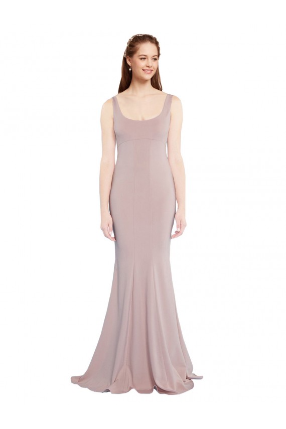 Stretch Crepe Scoop Neck Mermaid Dusty Pink Formal Evening Gown / Prom Dress / Bridesmaid Dress Derby