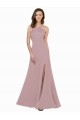 Stretch Crepe High Neck Keyhole Back A-Line Dusty Pink Prom Dress / Bridesmaid Dress Derby