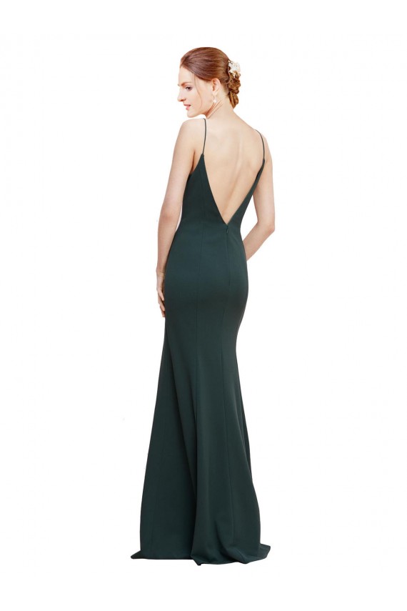 Stretch Crepe V-Neck V-Back A-Line Pink Formal Dress / Bridesmaid Dress Derby