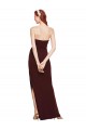 Stretch Crepe Strapless Sheath Burgundy Gold Formal Evening Gown / Prom Dress / Bridesmaid Dress Derby