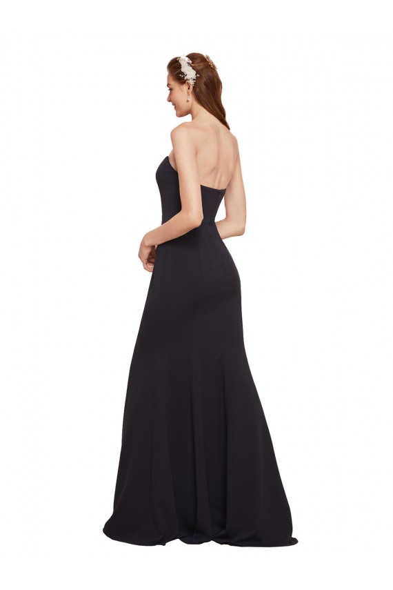 Stretch Crepe Strapless Low Back A-Line Dark Navy Formal Evening Gown / Prom Dress / Bridesmaid Dress Derby