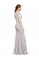 Stretch Crepe Boat Neck Open Back A-Line Dark Navy Formal Evening Gown / Prom Dress / Bridesmaid Dress Derby