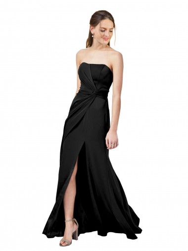 Stretch Crepe Strapless Low Back Sheath Black Formal Dress / Bridesmaid Dress Derby