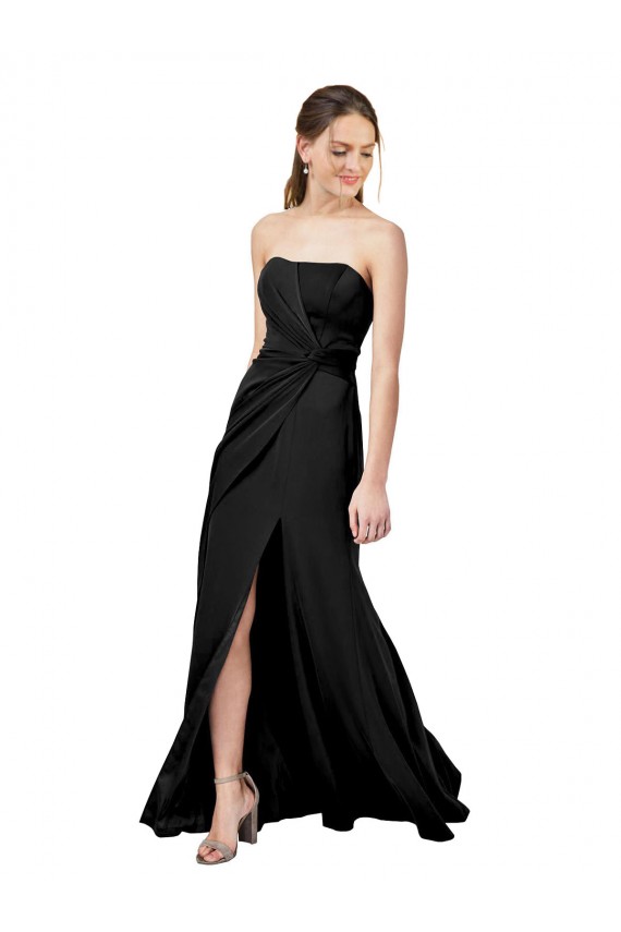 Stretch Crepe Strapless Low Back Sheath Black Formal Dress / Bridesmaid Dress Derby