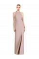 Stretch Crepe Halter Neck Open Back Trumpet Dusty Pink Semi Formal Evening Dress / Bridesmaid Dress Derby