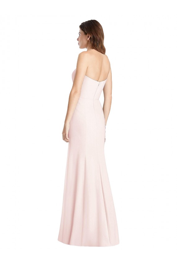 Stretch Crepe Strapless Low Back Trumpet Pink Semi Formal Evening Dress / Prom Dress / Bridesmaid Dress Derby