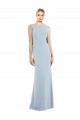Stretch Crepe Bateau Neck Backless Trumpet Light Sky Blue Semi Formal Evening Dress / Prom Dress / Bridesmaid Dress Derby