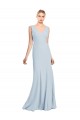 Stretch Crepe V-Neck Low Back Trumpet Light Sky Blue Bridesmaid Dress / Formal Dress Derby