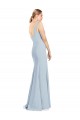Stretch Crepe V-Neck Low Back Trumpet Light Sky Blue Bridesmaid Dress / Formal Dress Derby