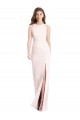 Stretch Crepe Bateau Neck Open Back Trumpet Pink Semi Formal Evening Dress / Prom Dress / Bridesmaid Dress Derby
