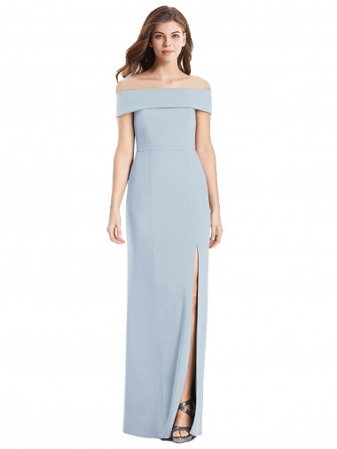 Stretch Crepe Off the Shoulder Trumpet Light Sky Blue Formal Dress / Bridesmaid Dress Derby