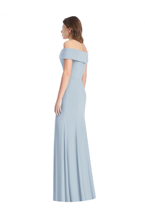 Stretch Crepe Off the Shoulder Trumpet Light Sky Blue Formal Dress / Bridesmaid Dress Derby