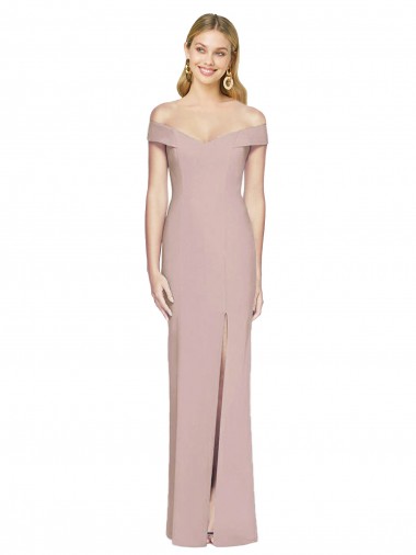 Stretch Crepe Off the Shoulder Open Back Trumpet Dusty Pink Semi Formal Evening Dress / Prom Dress / Bridesmaid Dress Derby