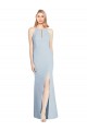 Stretch Crepe Halter Neck Keyhole Back Trumpet Light Sky Blue Semi Formal Evening Dress / Prom Dress / Bridesmaid Dress Derby