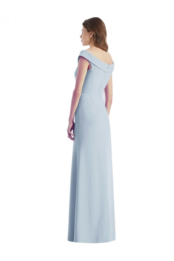 Stretch Crepe V-Neck A-Line Light Sky Blue Black Tie Evening Gown / Bridesmaid Dress Derby