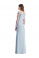 Stretch Crepe V-Neck A-Line Light Sky Blue Black Tie Evening Gown / Bridesmaid Dress Derby