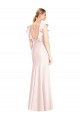 Stretch Crepe Bateau Neck Open Back Trumpet Pink Formal Dress / Bridesmaid Dress Derby