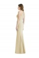 Stretch Crepe Bateau Neck Open Back Trumpet Champagne Semi Formal Evening Dress / Prom Dress / Bridesmaid Dress Derby