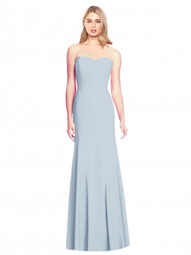Stretch Crepe Strapless Low Back Trumpet Light Sky Blue Formal Dress / Bridesmaid Dress Derby