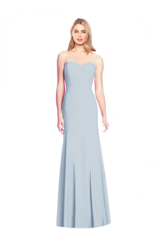 Stretch Crepe Strapless Low Back Trumpet Light Sky Blue Formal Dress / Bridesmaid Dress Derby