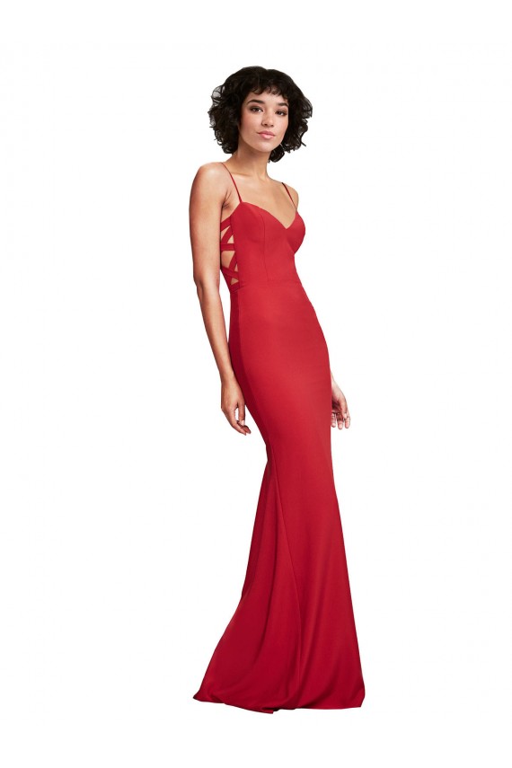 Stretch Crepe Spaghetti Straps Mermaid Red Bridesmaid Dress / Evening Dress Derby