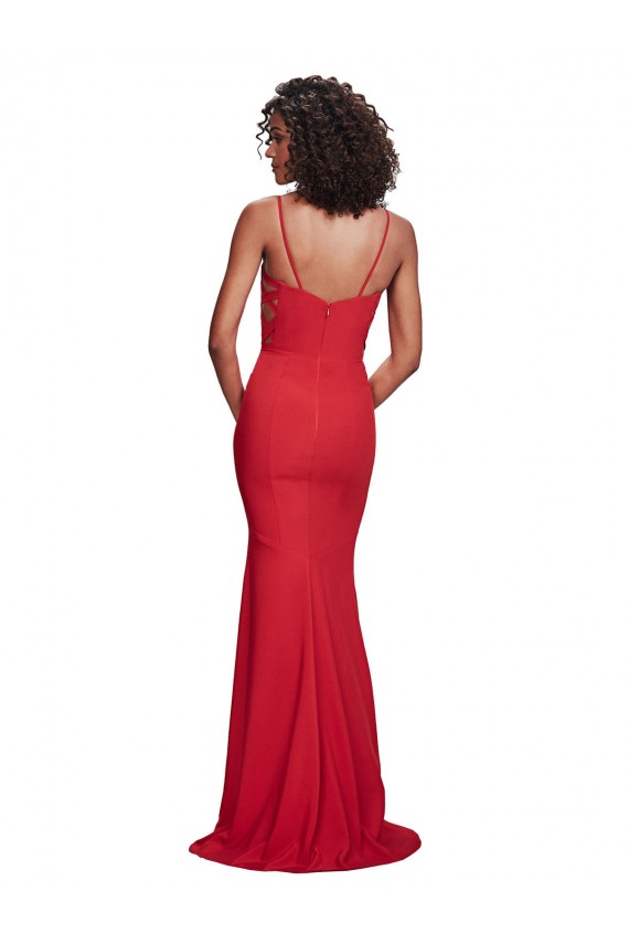 Stretch Crepe Spaghetti Straps Mermaid Red Bridesmaid Dress / Evening Dress Derby