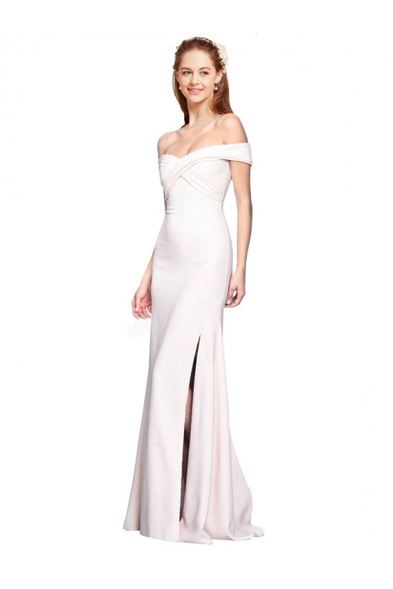 Stretch Crepe Off the Shoulder Mermaid White Formal Dress / Bridesmaid Dress Derby