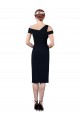Stretch Crepe Off the Shoulder Cocktail Length Mermaid Dark Navy Formal Evening Gown / Prom Dress / Bridesmaid Dress Derby