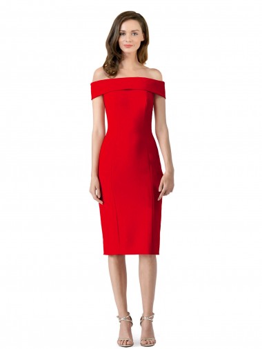Stretch Crepe Off the Shoulder Sheath Red Formal Evening Gown / Prom Dress / Bridesmaid Dress Derby