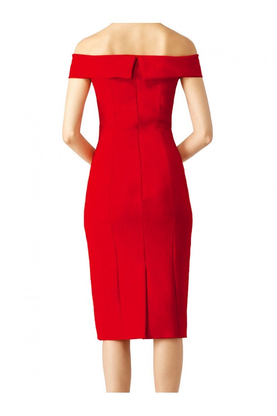 Stretch Crepe Off the Shoulder Sheath Red Formal Evening Gown / Prom Dress / Bridesmaid Dress Derby